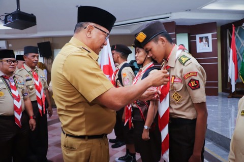 Sekda Muba Lepas Kontingen Lomba Tingkat Regu Pramuka Penggalang Empat (LT-IV)