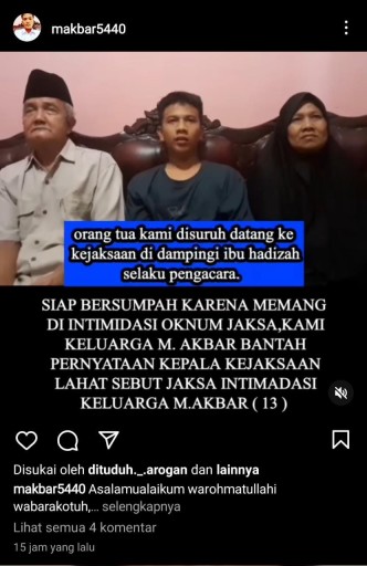 MA: Kami berani bersumpah, bahwa orang tua kami benar-benar dipanggil Kejaksaan Lahat