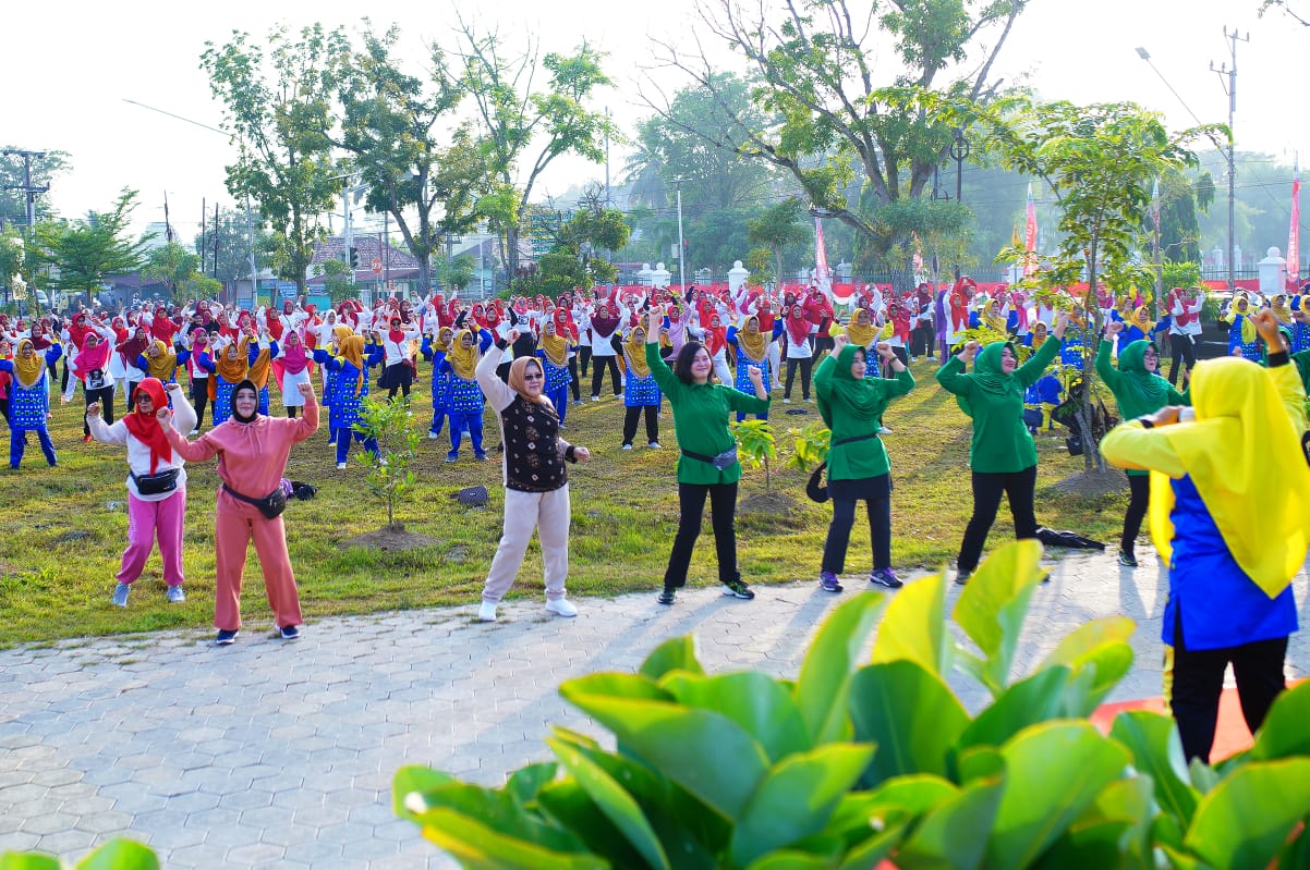 Gabungan Organisasi Wanita di Muba Senam Sehat Bersama