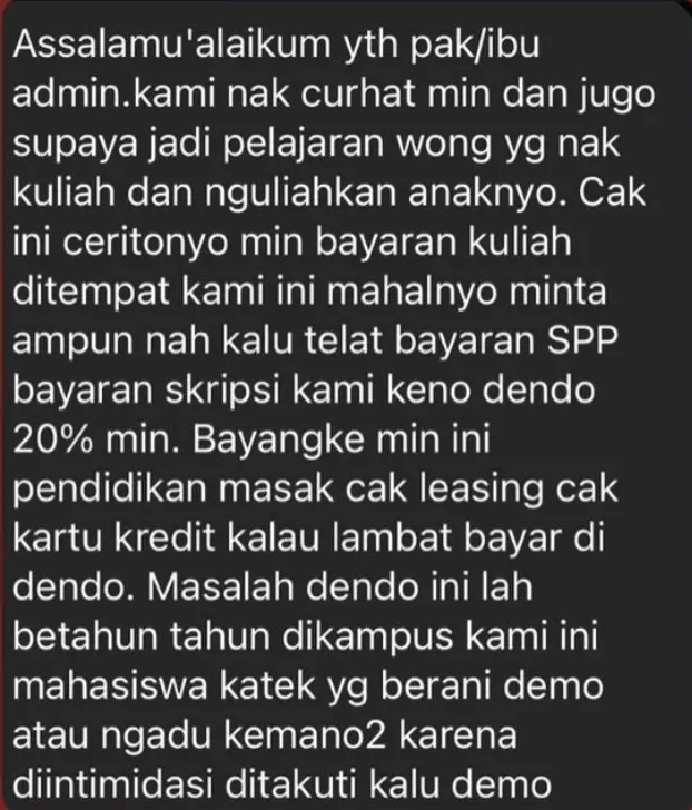 Meresahkan Mahasiswa! Universitas UKB di Palembang Minta Pembayaran SPP dan Skripsi, Apabila Tidak Dibayar Tepat Waktu Akan Kena Denda?