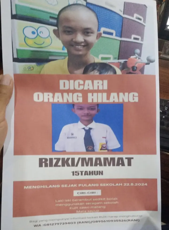 Usai Diusir Guru, Seorang Pria Sekolah Menengah Pertama (SMP) Asal Palembang Dilaporkan Menghilang