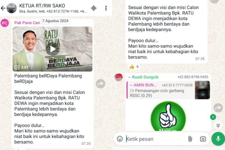 Camat Sako Ajak Ketua RT RW Dukung RD di Pilwako Palembang, Netralitas Dipertanyakan